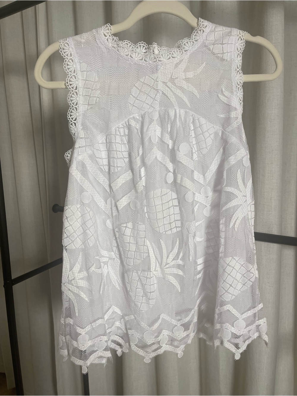 Anthropologie Maeve White Textured Lace Top